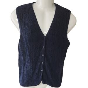 Van Heusen For Her Vintage 90's Navy Blue Cable Knit Sweater Vest Women's Small